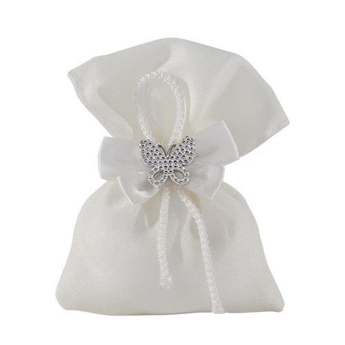 Sacchettino Portaconfetti Bianco con Farfalla Glitter – Novità 2026 cm.10X12