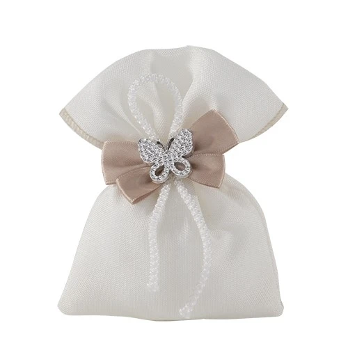 CHIARORE BAG FARFALLA CM 10X12 TORTORA - PORTACONFETTI PER MATRIMONIO