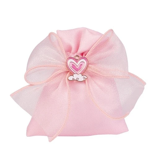 SACCHETTO CONFETTI PER NASCITA / BATTESIMO - CIELO BAG CUORE CM 8X10 ROSA 
