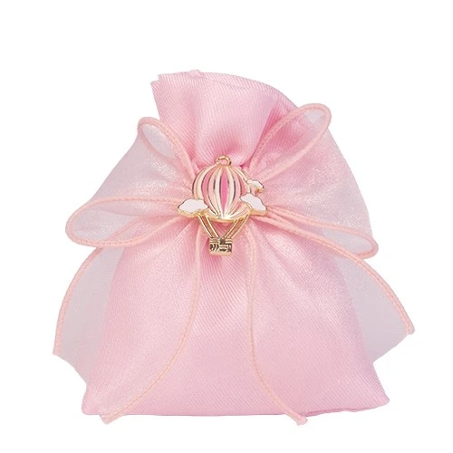 SACCHETTO CONFETTI PER NASCITA / BATTESIMO - CIELO BAG MONGOLFIERA CM.8X10 ROSA
