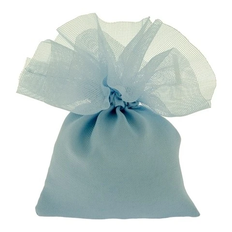 SACCHETTO CONFETTI CIUFFO IN TULLE CM.10X13 CIELO 