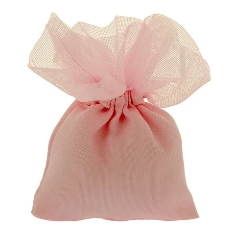 SACCHETTO CONFETTI CIUFFO IN TULLE CM.10X13 ROSA 