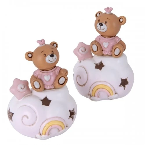 BOMBONIERA - CIUFFO ORSO LED ROSA H.9