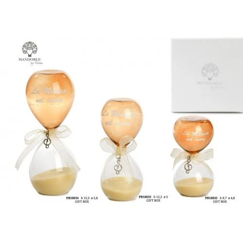 CLESSIDRA 'LA MUSICA NEL CUORE' 9.7 CM. VETRO 