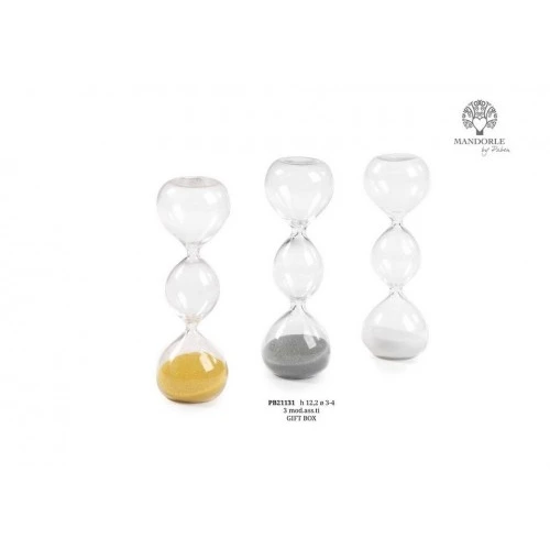 CLESSIDRA A 3 BOLLE 12.2 CM. VETRO G.BOX