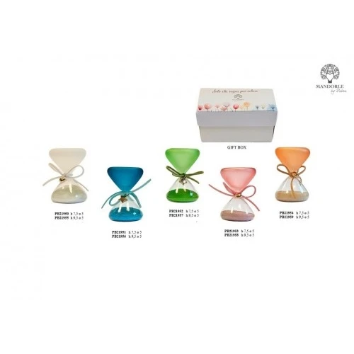 Clessidra in Vetro con Cuore: Bomboniera Elegante e Colorata per Ogni Evento cm. 9,5 - Arancione