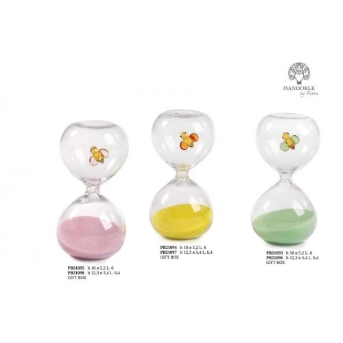 CLESSIDRA CON APETTA ROSA 12.3 CM. VETRO G.BOX