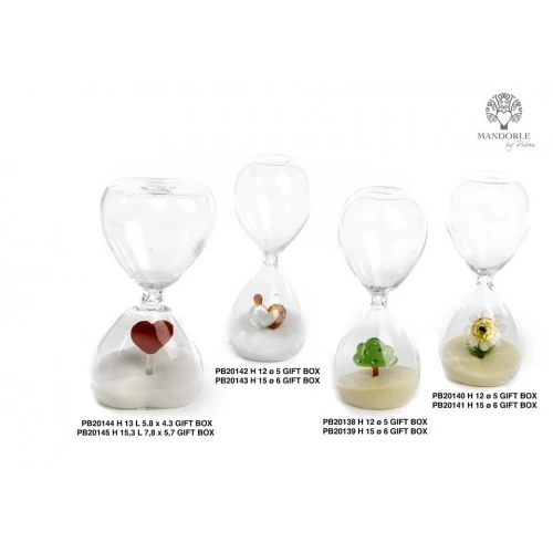 CLESSIDRA CON MARGHERITA ALL'INTERNO 12 CM. VETRO 