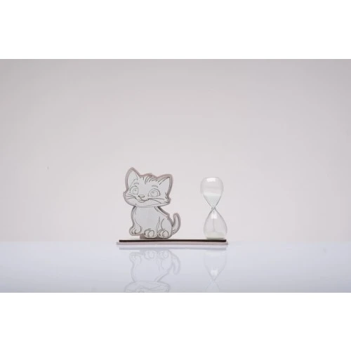 Bomboniera Solidale Nascita e Battesimo Bimba: Clessidra Gattino Cuorematto