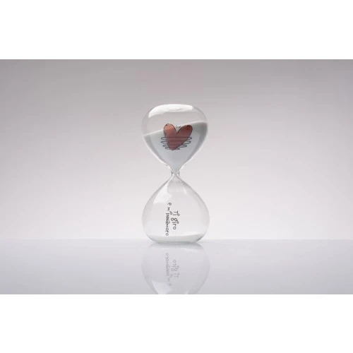 Bomboniera Solidale Matrimonio Cuorematto: Clessidra in Vetro con Cuore Rosso cm.15