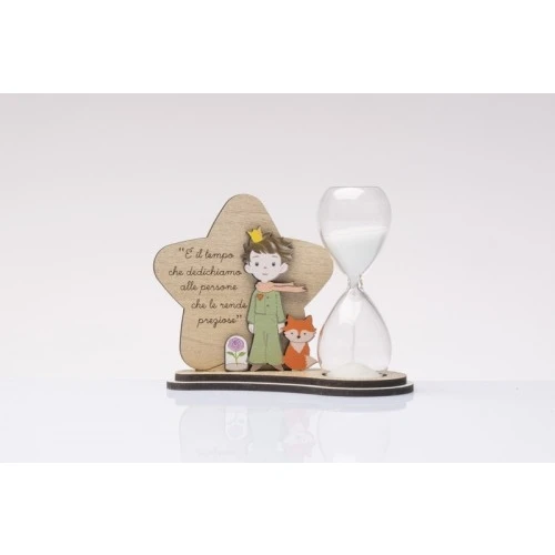 Bomboniera Solidale Comunione Bimbo Cuorematto: Clessidra Piccolo Principe in Legno h. cm.9