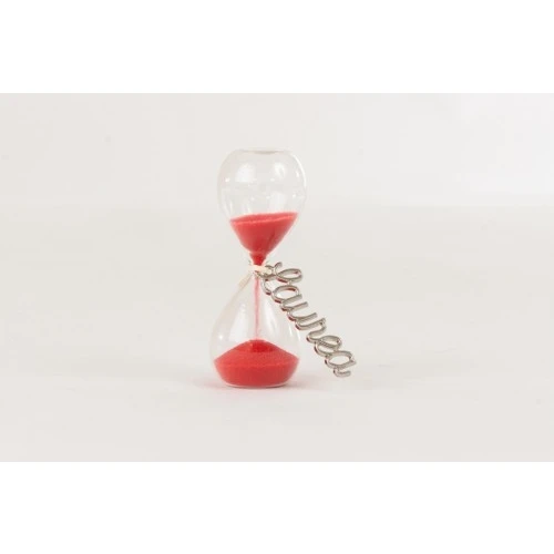 Bomboniera Laurea Solidale Cuorematto - Clessidra in Vetro con Targhetta Metallo cm.8