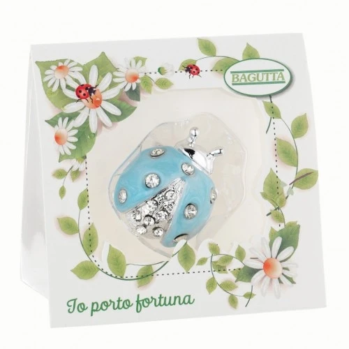 COCCINELLA SINGOLA CON CRISTALLI mm 45 - AZZURRA