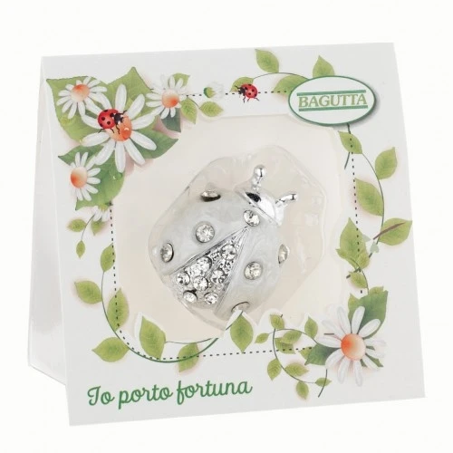 COCCINELLA SINGOLA CON CRISTALLI mm 45 - BIANCA