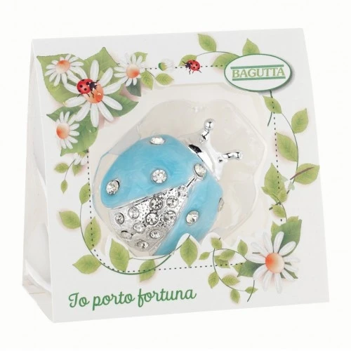 COCCINELLA SINGOLA CON CRISTALLI mm 60 - AZZURRA