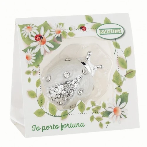 COCCINELLA SINGOLA CON CRISTALLI mm 60 - BIANCA