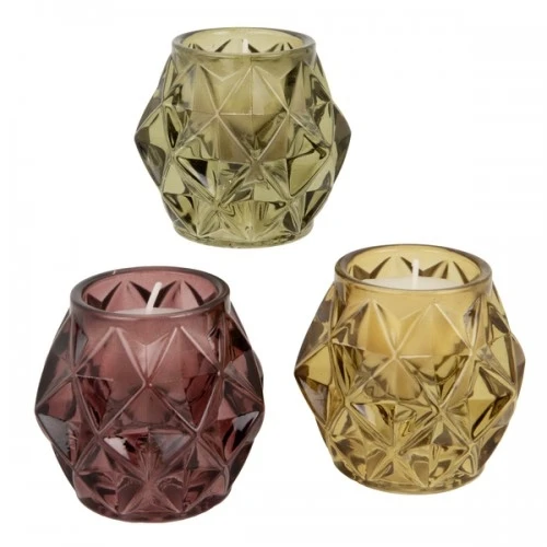 CANDELA VETRO COLORATO ESAGONO H.7 