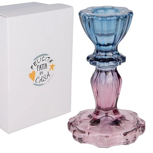 CANDELIERE IN VETRO PURPLE H.10,5 CON BOX