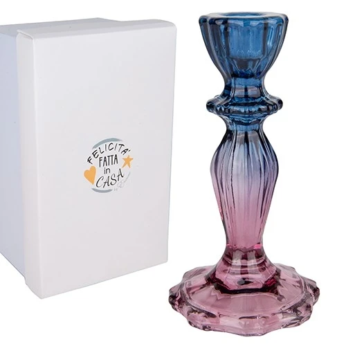 CANDELIERE IN VETRO PURPLE H.15,5 CON BOX