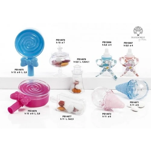 CONTENITORE PER CONFETTI CONO GELATO ROSA 11 CM. PLAST