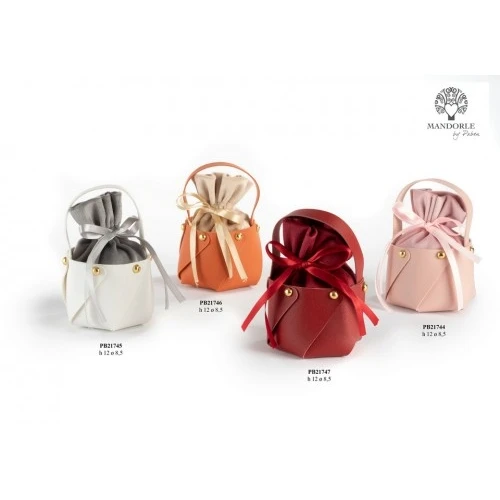 Portaconfetti a forma di secchiello in similpelle cm.12 Bianco