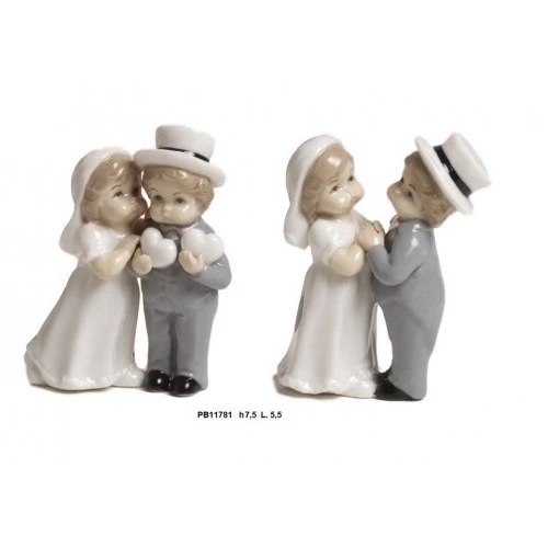 COPPIA BIMBI SPOSI 7.5CM PORCELLANA