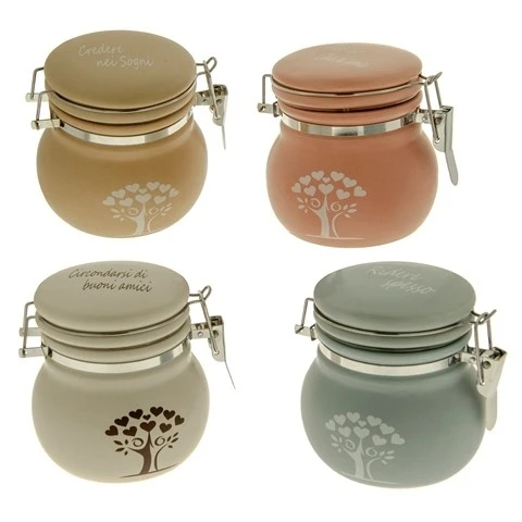 BARATTOLO CON ALBERO DELLA VITA E FRASE ROMANTICA CM 10