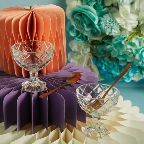 Set 2 Ciotole per Gelato Claraluna: Dolcezza e Stile in Vetro Molato cm.9x9,6