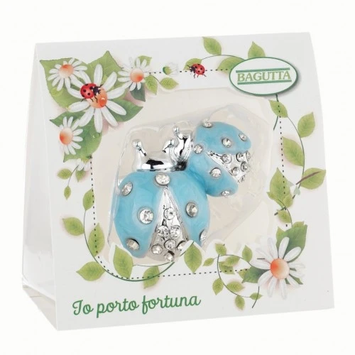 COPPIA COCCINELLE CON CRISTALLI mm 60 - AZZURRA