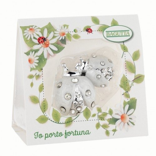 COPPIA COCCINELLE CON CRISTALLI mm 60 - BIANCA