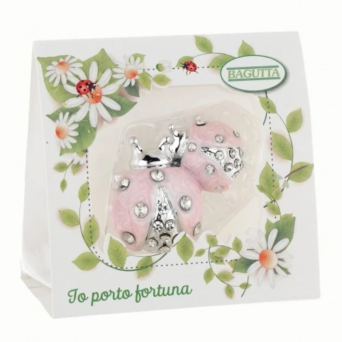 COPPIA COCCINELLE CON CRISTALLI mm 60 - ROSA