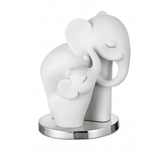 COPPIA ELEFANTINI BASE H. 9,5 BIANCO BASE ARGENTO