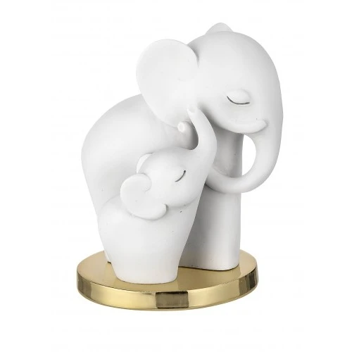COPPIA ELEFANTINI H. 9,5 BIANCO BASE ORO