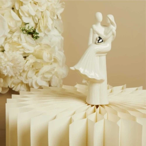 Statuetta Innamorati in Porcellana - Argento cm.9,5x5x17,5