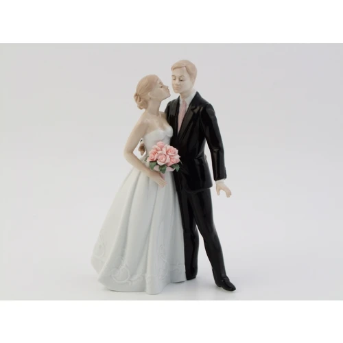 COPPIA SPOSI BACIO C/BOUQUET H26