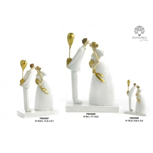 COPPIA SPOSI CHE SI BACIANO 10.2 CM. RESINA 