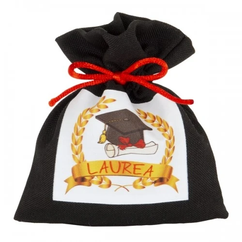SACCHETTO CONFETTI CORDA LAUREA BAG CM.12 NERO