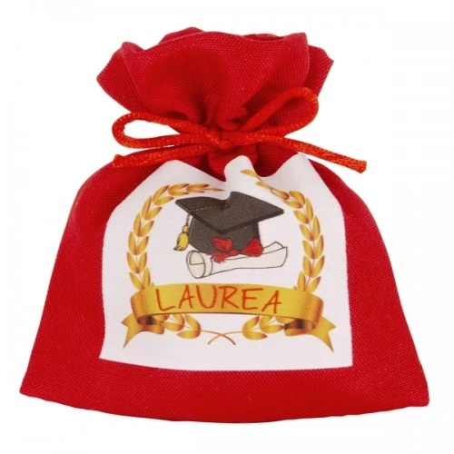 SACCHETTO CONFETTI CORDA LAUREA BAG CM.12 ROSSO 