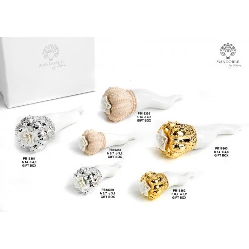 CORNETTO PORTAFORTUNA ORO 8.7 CM. PORCELLANA