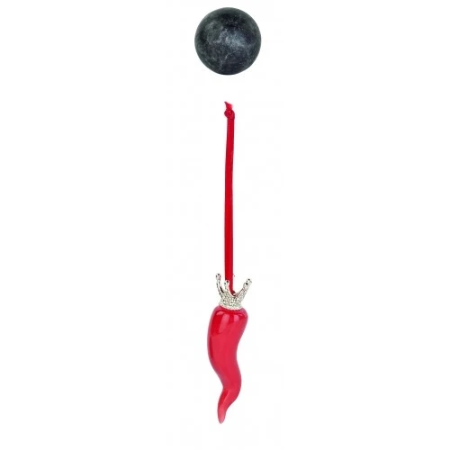 CORNETTO ROSSO CON CORONA ARGENTO