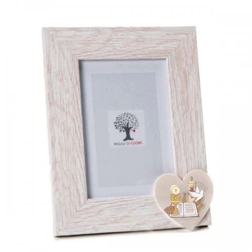 CORNICE COMUNIONE E CRESIMA CUORE BIANCO