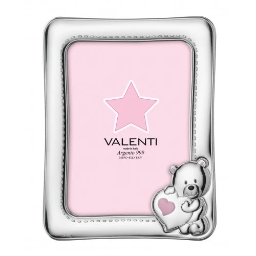cornice bimba “orso con cuore” retro legno – 13×18 cm