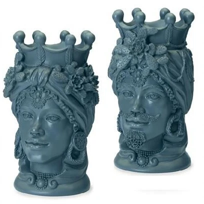 COPPIA TESTE DI MORO CM 18 GRIGIO SCURO