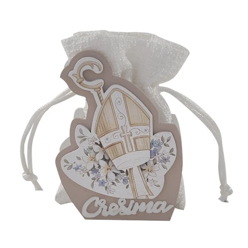 SACCHETTINO CONFETTI CROCE BAG CRESIMA CM.8 