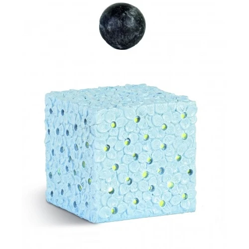 CUBO AZZURRO FIORI CON LED CON Scatola