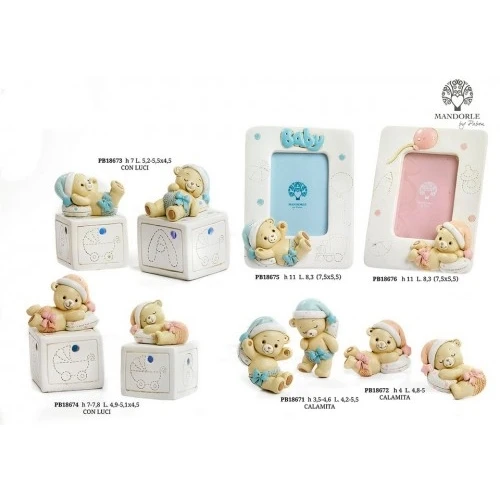 CUBO/ORSETTA CAPPELLO ROSA 7.8 CM RESINA LUCI