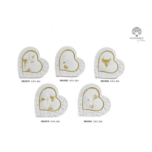 CUORE BIMBO PREGHIERA 8 CM. RESINA - COMUNIONE