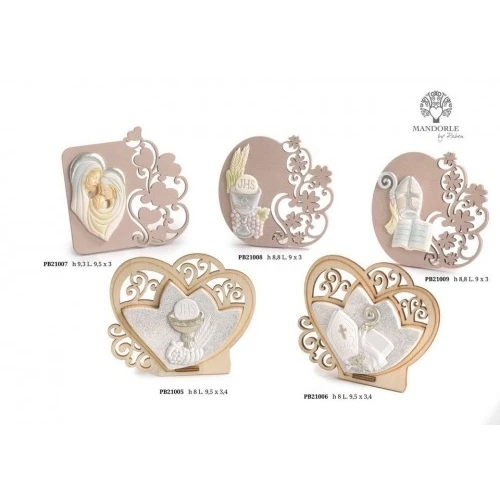 CUORE CON CALICE - SPIGHE - UVA 8 CM. LEGNO RESINA
