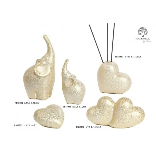 CUORE ORO 8 CM. PORCELLANA