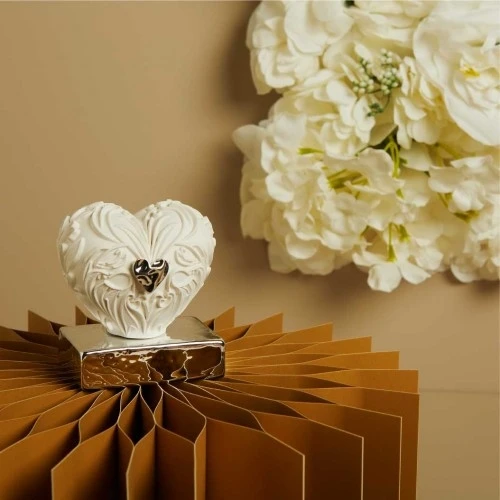 CUORE CLARALUNA SU BASE CM.7,6X9X5,5 - ARGENTO